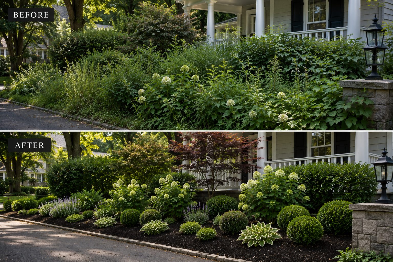 Before and after landscape transformation